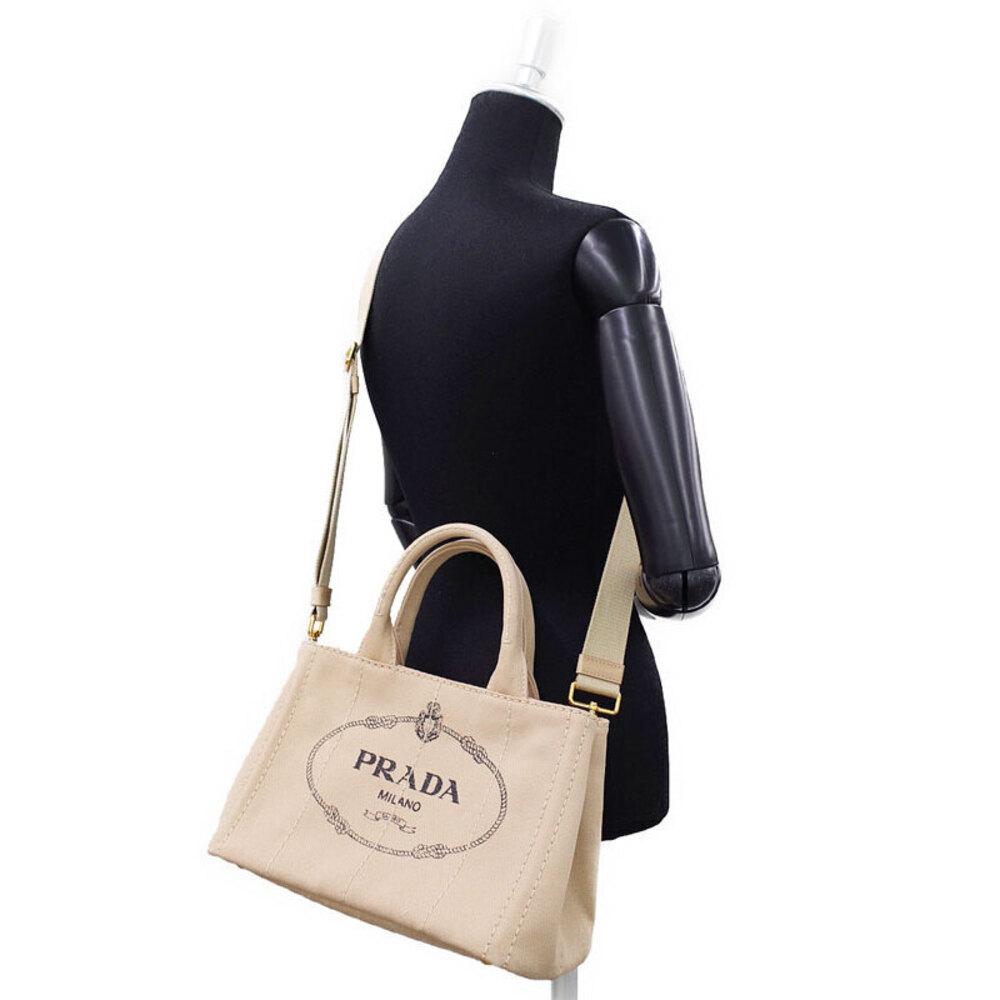 Prada canvas handles Tote Tan handbag 2way top Canapa - Picture 9 of 9